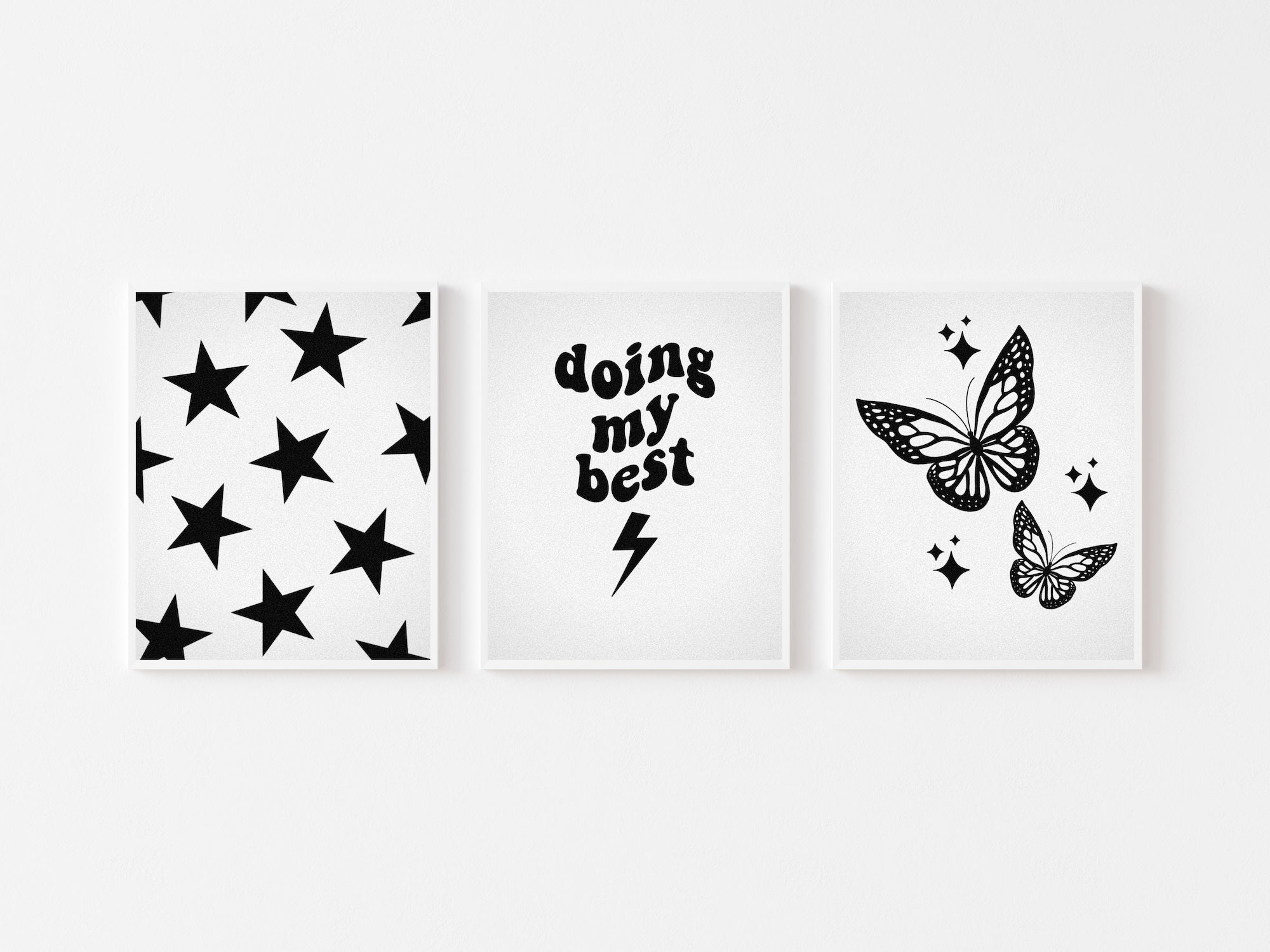 Decor Mural Noir Et Blanc Papillons Faire De Mon Mieux Etsy France