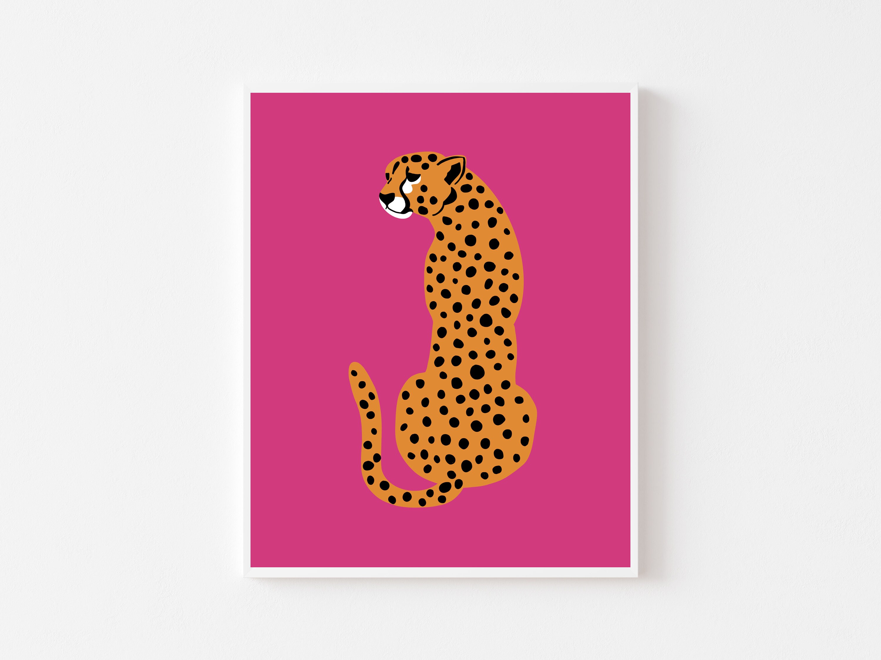 Preppy Pink Leopard Cheetah Print Hot Pink Preppy Wall Art Etsy