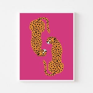 Preppy Pink Leopard, Cheetah Print, Hot Pink, Preppy Wall Art | Wall Art Print, Art Decor | Dorm, Collage Art | Gift for Friend, Daughter