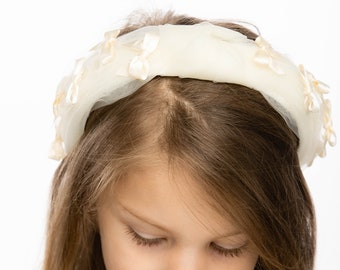Ivory Tulle Bow Headband - Child Size - Perfect for Flower Girls/Wedding/First Communion