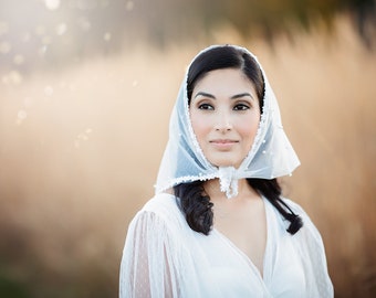 Anastasia Pearl Tulle Headscarf - Perfect for Wedding or Reception Exit, can also be a veil