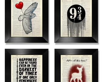 HARRY POTTER GIFT Set Harry Potter Print Of 4 Decor Art Home Poster