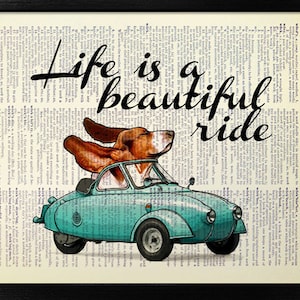 College DORM Decor, Teen Girl Room Decor, Geeky DOG Wall Art Quote Print, Vintage Classic American CAR Poster, Bedroom Art, Nursery Artwork