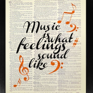 MUSIC Art Print, Book PAGE Art, BEDROOM Decor, Music Poster, Music Wall Art, Music Home Decor, Music Quote Music Teacher Gift Man Him Her