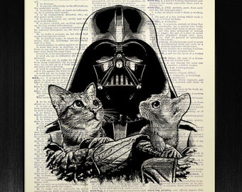 Svartvitt konsttryck, STAR WARS-POSTER, present till make, födelsedagspresent till make, vän, pojkvän, kattrumsinredning, originell prisvärd väggkonst