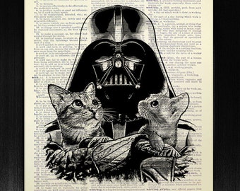 Impression d’art noir et blanc, affiche STAR WARS, cadeau de mari, cadeau d’anniversaire, petit ami, décoration de salle de chat, art mural original abordable