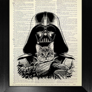 Star Wars Decal, Star Wars Poster, Star Wars Art Print, Star Wars Decor, Star Wars Gift for Him, Star Wars Print, Darth Vader Cat Home Decor
