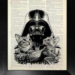 Black White Art Print, STAR WARS POSTER, Husband Gift Husband Birthday Gift Friend Boyfriend, Cat Room Decor, Original Affordable Wall Art