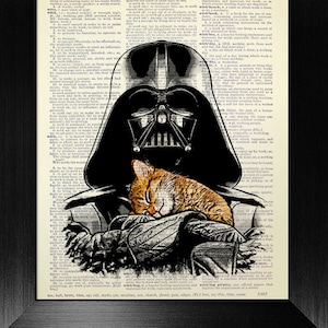 Arte de STAR WARS, IMPRESSÃO de Star Wars, pintura de gato, decoração de casa de gato, decoração de quarto infantil, homem de presente de aniversário, presente exclusivo de Star Wars, pôster de quarto