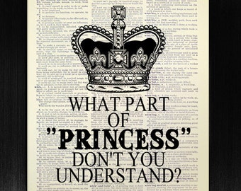 VICTORIAN Art Print, Funny QUOTE Poster, OFFICE Wall Art, Princess Crown Art, Cool Man Gift, Bathroom Decor Vintage Book Art, Bedroom Sign
