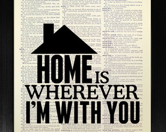 Inspirational QUOTE Print, Unique Wedding GIFT Wife, Anniversary Gift Husband, New Home Housewarming Gift MAN - Home is Wherever Im With You