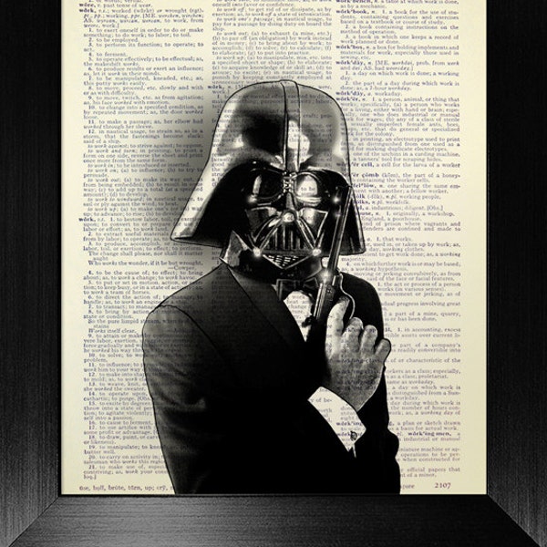 Décor de dortoir Dark Vador, décoration de chambre dortoir Star Wars, art du film geek, affiche de dortoir universitaire, cadeau affiche de film drôle, impression de page de livre James Bond