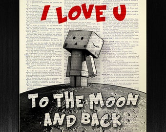 Te amo hasta la luna y de regreso - Te amo hasta la luna y arte de la pared de regreso - Impresión de arte de pared de cita de amor, regalo de amor para él, regalo de amor para ella