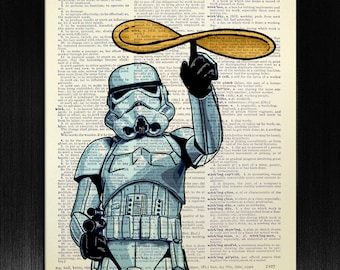 Art mural cuisine Star Wars, art mural STAR WARS, art mural cuisine drôle, affiche Star Wars, affiche Stormtrooper, art de la pizza, oeuvre d'art de la cuisine