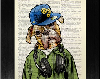 English Bulldog Art Print, ENGLISH BULLDOG Gift for Pet Lover, Cute Dog Poster Gift, DORM Wall Art College Dorm Room Decor Funny Dog Artwork
