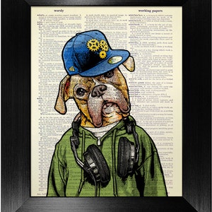 English Bulldog Art Print, ENGLISH BULLDOG Gift for Pet Lover, Cute Dog Poster Gift, DORM Wall Art College Dorm Room Decor Funny Dog Artwork