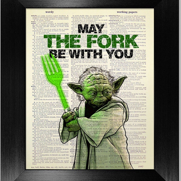 May the Force be with You, KITCHEN Wall Decor, Kitchen Wall Art, Fork Poster, STAR WARS Print, Foodie Gift, Star Wars Gift Man Force Awakens