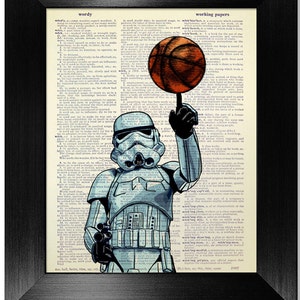 Funny Sport Decor Boy Room Poster, Man Cave Decor Basketball Wall Art Basketball Poster, Star Wars Teen Boy Room Decor, Cute Sport Art Print