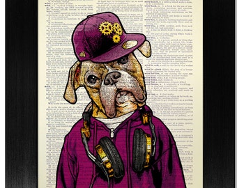 Bulldog OFFICE Art, Unique BOYFRIEND Gift, English Bulldog Painting, English BULLDOG Wall Art, Funny Office Gift, Cute Dorm Poster Artwork