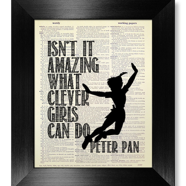 INSPIRATION Zitat Druck typografische Kunst, College DORM Dekor Abschlussfeier GESCHENK Him Man Boy, Disney Film Poster Minimalist Peter Pan Wandkunst