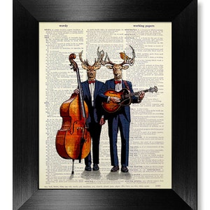 Deer Art Print, Music Lover Gift for Music Lover, Deer Decor, Deer Print, Deer Wall Art, Deer Poster, Stag Art, Deer Antler Decor, Cello Art