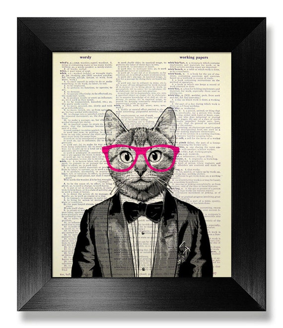Unique GROOMAMAN Gift, BOYFRIEND GIFT, Bride to Groom Gift Idea, Nerd Art, Cute Office Artwork, Cat Home Decor Wall Art Poster, Cat in Suit