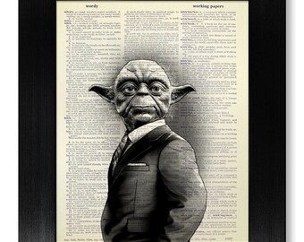 Star Wars YODA Poster, 1st Wedding ANNIVERSARY Gift Man Him, First FATHERS Day Gift from Daughter Son Wife, Cool Yoda Art Print Wall Decor