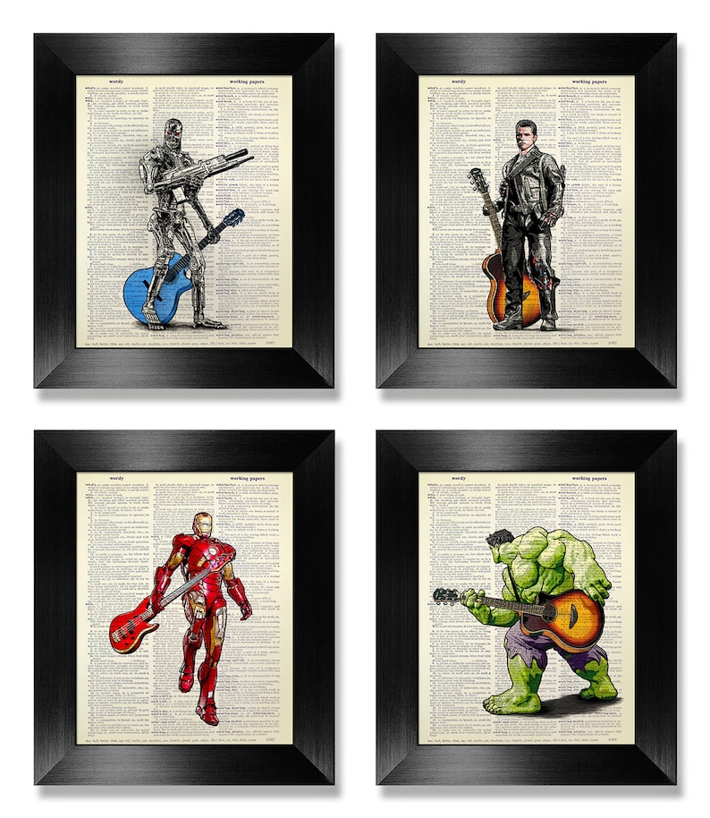 Geek Decor, MOVIE Poster, Funny Movie Print, Comic Book Art, Sci Fi Art, Comic Book Decor, GUITAR Poster, Electric Guitar Lover GIFT for Him image 1