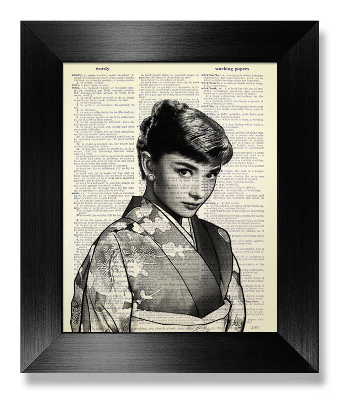Audrey Hepburn Art, Office Wall Art, JAPANESE Art, Asian Decor