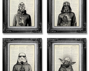 Star Wars Poster Set of 4, Star Wars Art Set, Star Wars Print Set, Star Wars Birthday Gift for Boyfriend Birthday Gift for Boyfriend Bf gift