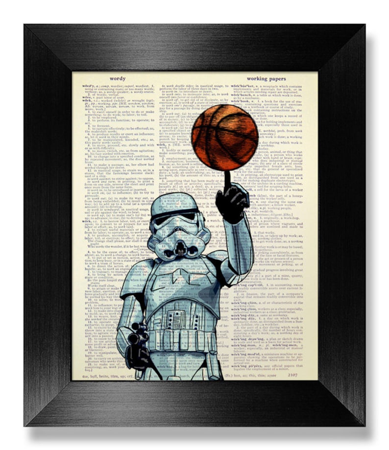 Affiche drôle de chambre de garçon de décor de sport, affiche de basket-ball d'art mural de basket-ball de décor de grotte d'homme, décor de chambre de garçon d'adolescent de Star Wars, impression d'art de sport mignon image 1