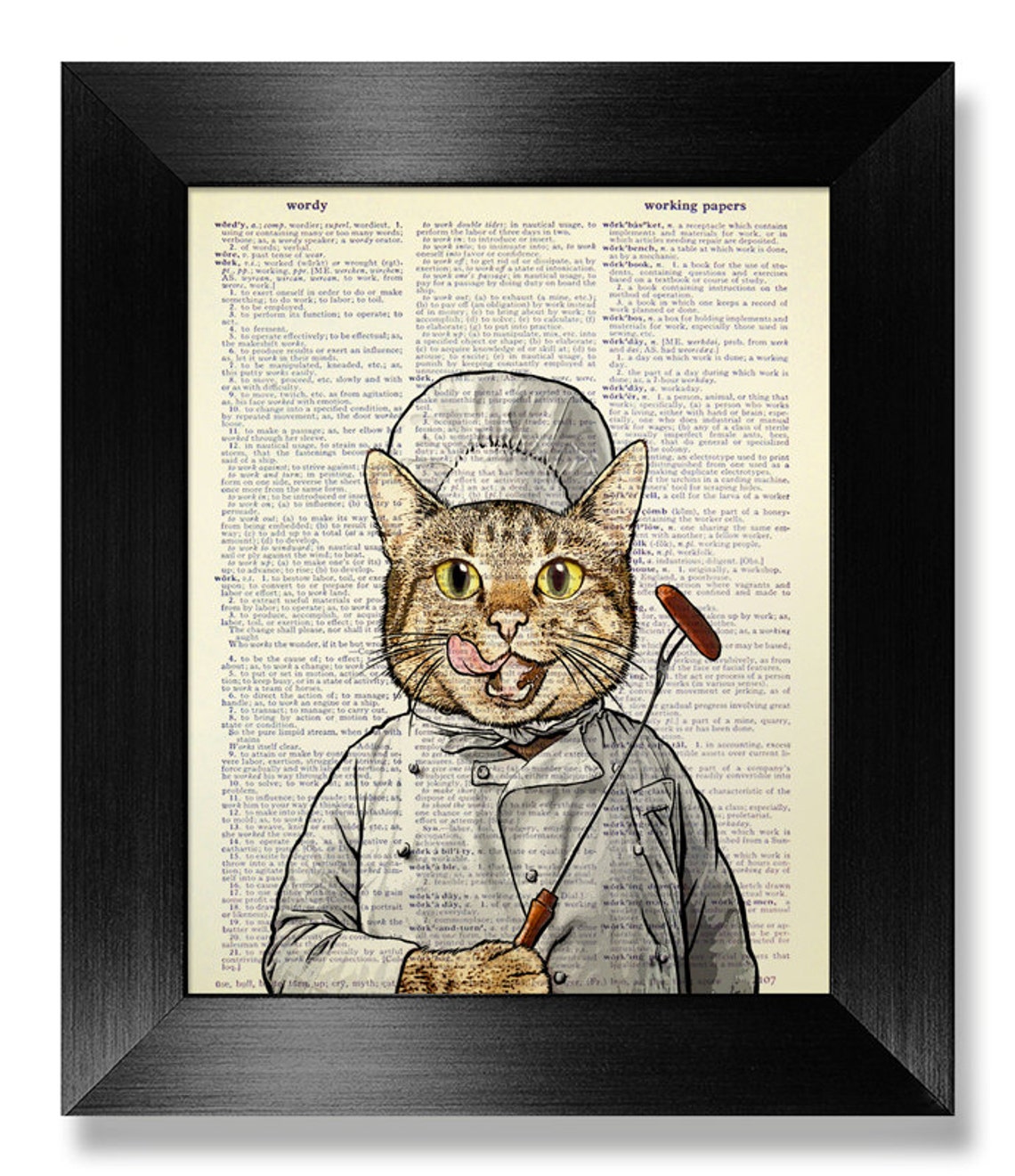 Cat KITCHEN Decor Art CAT Art Print COOKING Art Kitchen Etsy