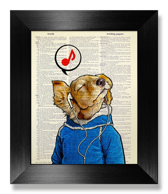 Funny MUSIC Decor, Cute DOG Poster, Kawaii Dog Home Decor, Kids