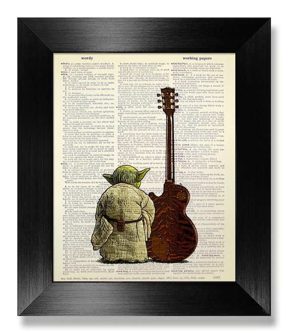 MUSIC Art Print, Star Wars POSTER, Unique Boyfriend GIFT Man Music Lover  Best Friend Him, Teen College Dorm Room Decor, Rock Yoda and Guitar