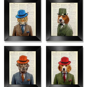 CAT Decor, DOG Decor, Pet Lover Gifts, Cat PAINTING, Dog Painting, Cat Lover Gift, Dog Lover Gift, Cat Wall Art, Dog Wall Art Print Set of 4
