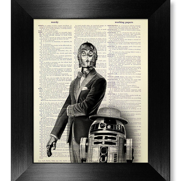 Impression GEEKERY r2d2 c3po Gentleman, cadeau Unique homme d'honneur pour le meilleur ami cadeau d'anniversaire petit ami homme mari lui, art de l'affiche de film Star Wars