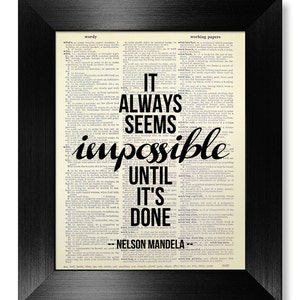 Typografie Poster CITAAT Print Art, MOTIVATIEVE Muur Decor, Cool Gift Man Home Office Decor, College DORM Room Decor, Nelson Mandela Quote