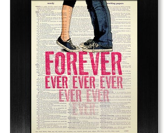 Unique COUPLE Gift Wedding ANNIVERSARY Gift Man Boyfriend, ENGAGEMENT Gift Man Her, Just Married, Dictionary Art Print - Forever Ever Poster