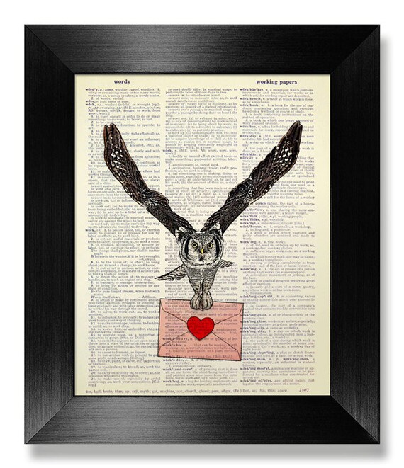 Love OWL Decor, BIRTHDAY Gift Boyfriend Gift, Owl Wall Decor, ENGAGEMENT Gift Couple Gift Engagement Gift Her Him, Love Bird Poster Art