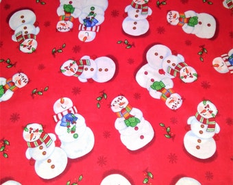 Christmas Fabric, Snowmen/Mistletoe/Snowflakes, Xmas Fabric, Fabric By The Yard, Quilting Fabric, Decor/Diy/Craft Supplies/Sewing Supplies