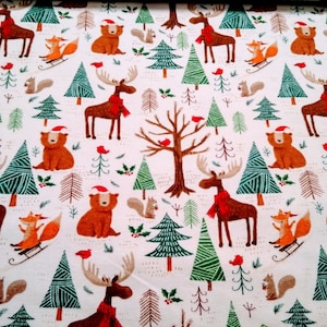 Christmas Fabric, Reindeer Fabric, Flannel Fabric, Apparel Fabric/Diy/Craft Supplies, Sewing Supplies, Yards/Half Yards/Fat Quarters