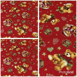 Rote Weihnachten Stoff, Chanukka Stoff, Teddybär/Geschenk/Baum/Strumpf, dekorative Stoff, Bekleidung/Quilten/Handwerk liefert/Nähen liefert