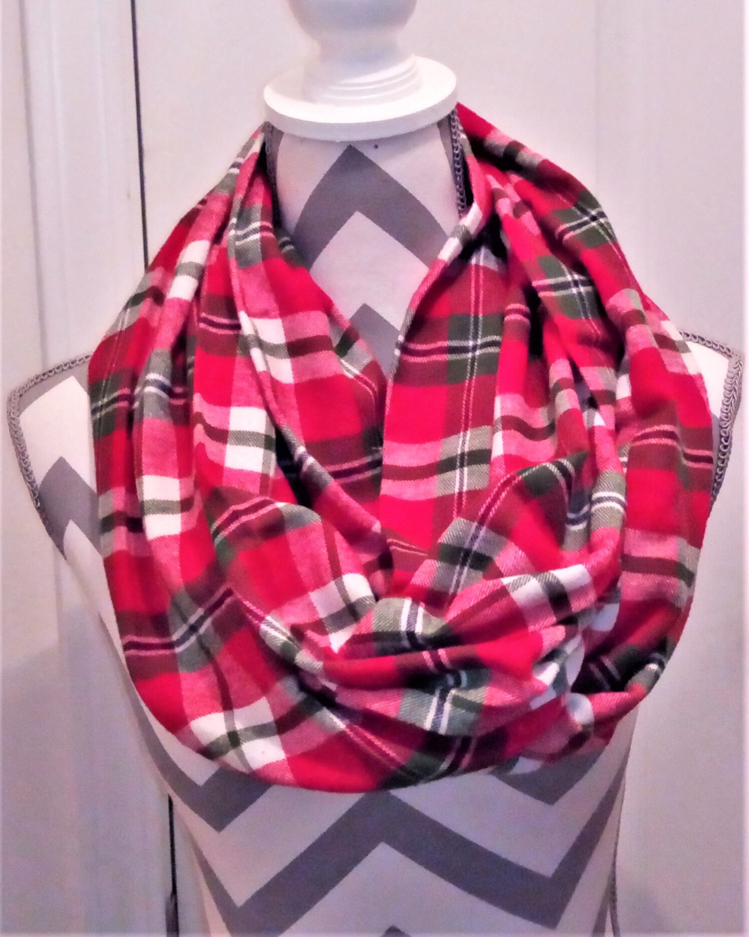 Christmas Scarves Red Plaid Scarf Neck 