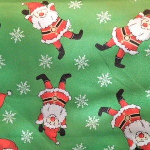 Christmas Fabric, Santa Fabric, Green Snowflake Fabric, Holiday Fabric, Craft Supplies/Sewing Material, Yards/Half Yards/Fat Quarters