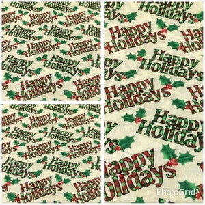 Weihnachtsstoff, Hanukkah Stoff, Traditionelle Holly/Happy Holidays, Dekostoff, Bekleidung/Quilting/Diy/Bastelbedarf/Nähbedarf