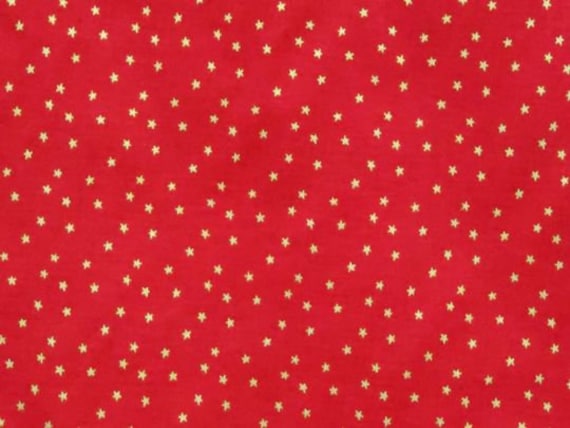 Stars Fabric, Christmas Fabric, Red/Gold Metallic, Festive Jewel, Quilting Fabric/Apparel/Diy/Craft/Sewing, Decorative Fabric Yardage