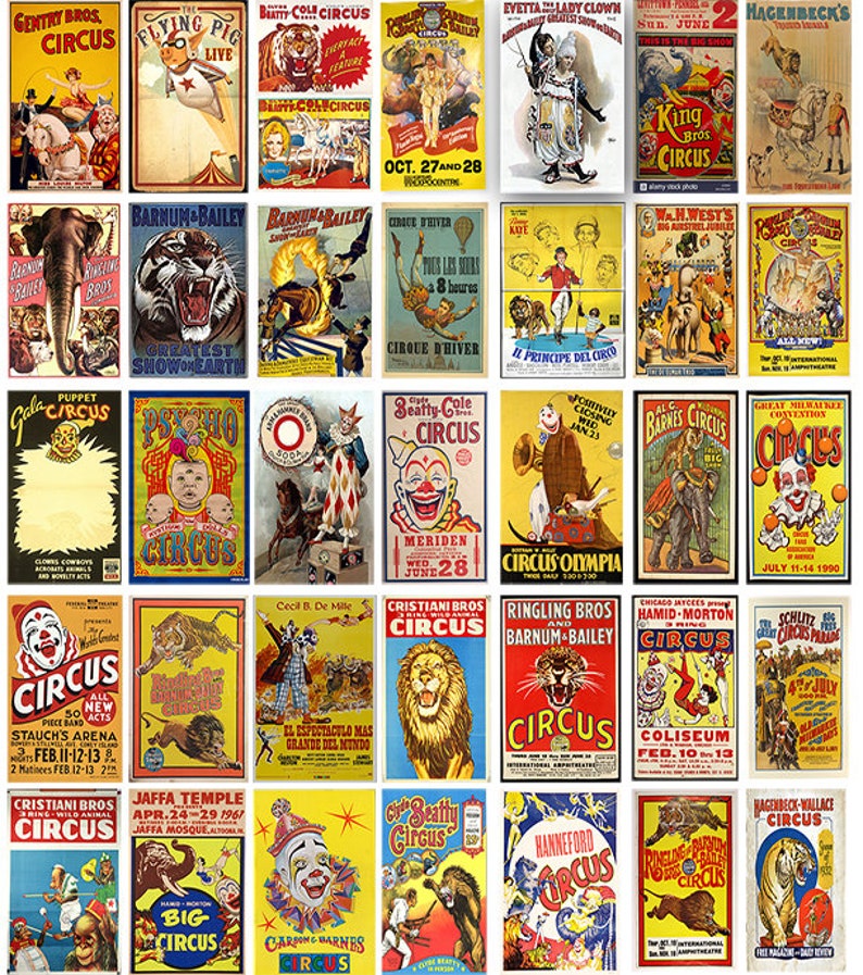 Large Images Clipart Art /& Craft Printable Instant Download Large around 30x20 inch 40 Vintage CIRCUS Poster Presentation Slide