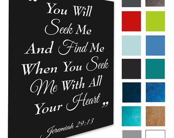 Jeremiah 29:13 Biblical Verse Wall Art Prints Scripture Bible Wall Art Canvas Prints 4 Sizes