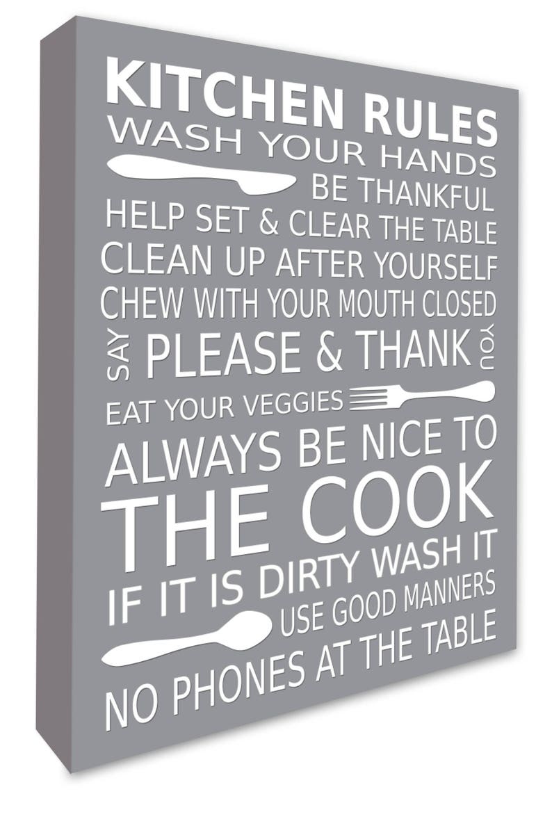 Kitchen Rules Wall Art Canvas Pictures Etsy UK
