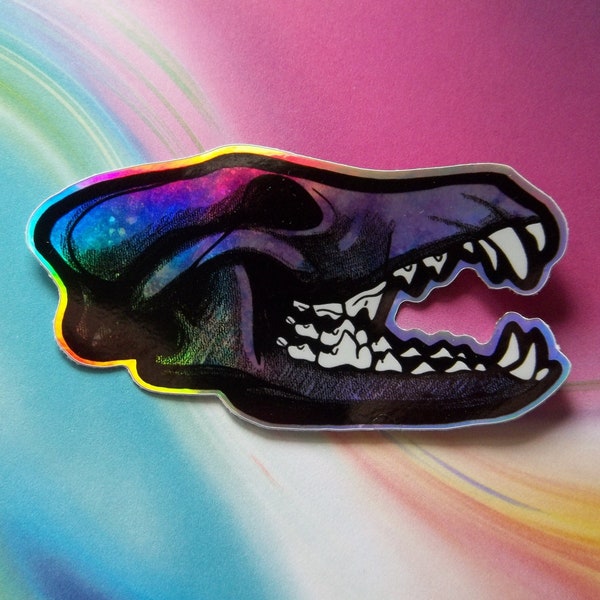 Wolf / Coyote / Canine Skull Sticker - 3" Holo Vinyl - Vulture Culture